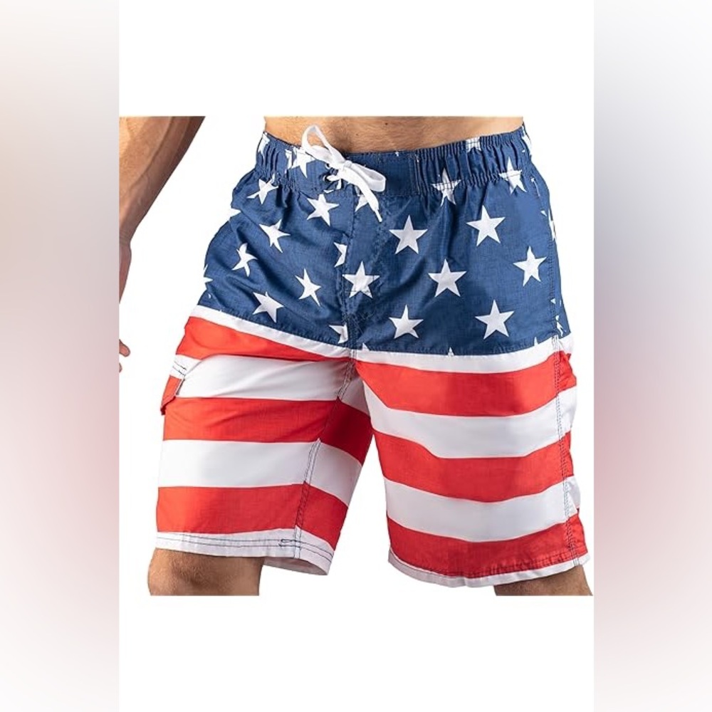 ✨Kanu Surf Men’s Patriotic Stars & Stripes Swim Trunks Sz 2XL